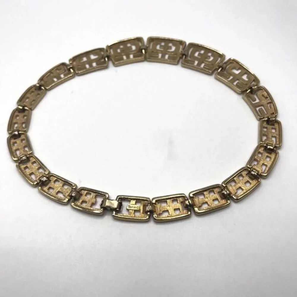 ¡VINTAGE RARE! Crown TRIFARI Asian Style Choker/Necklace, Gold-Tone. 17 in. - Picture 5 of 6